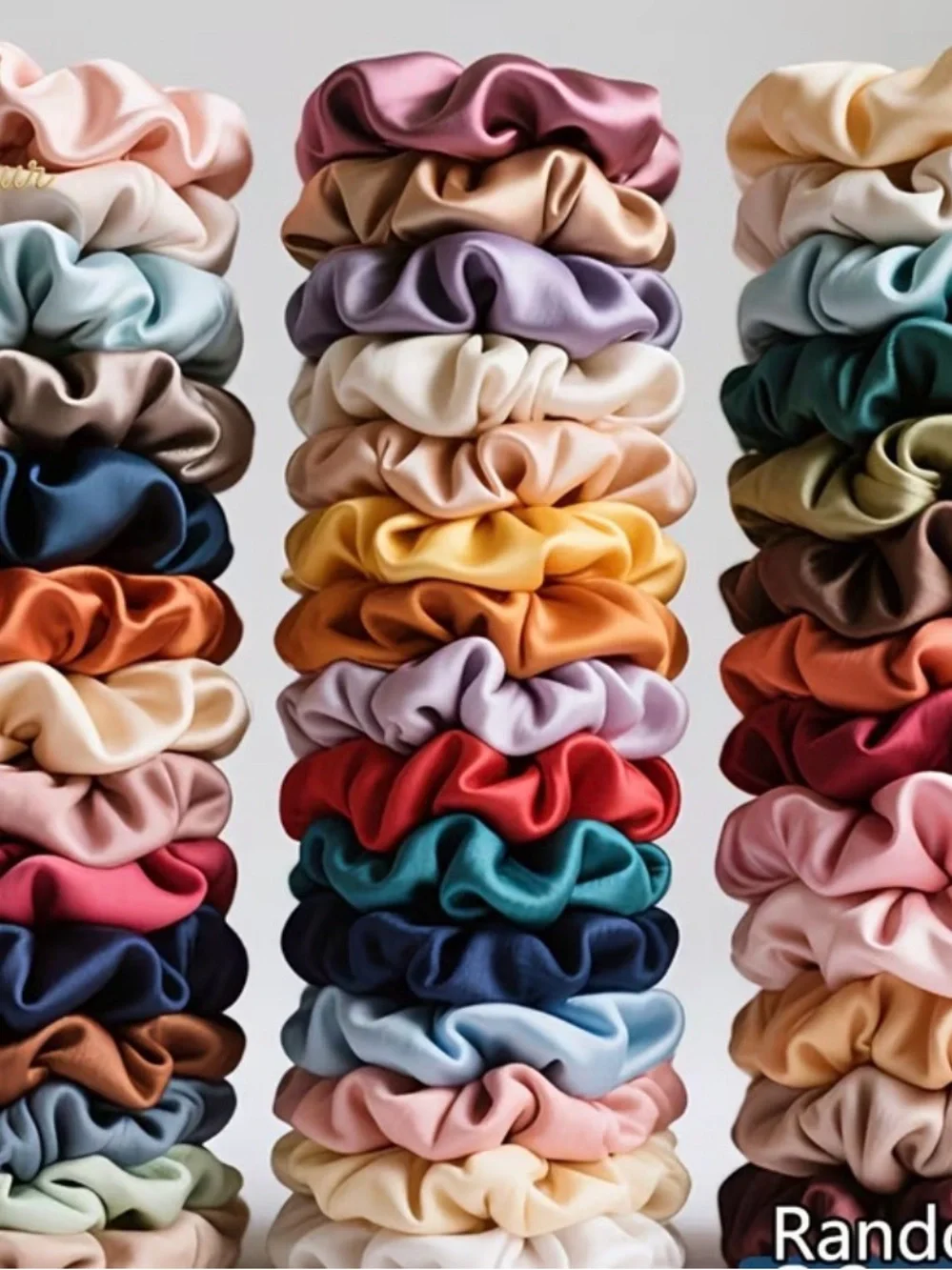 10 for $15 Colorful Satin Scrunchie Set-Multicolor-color randomly selected